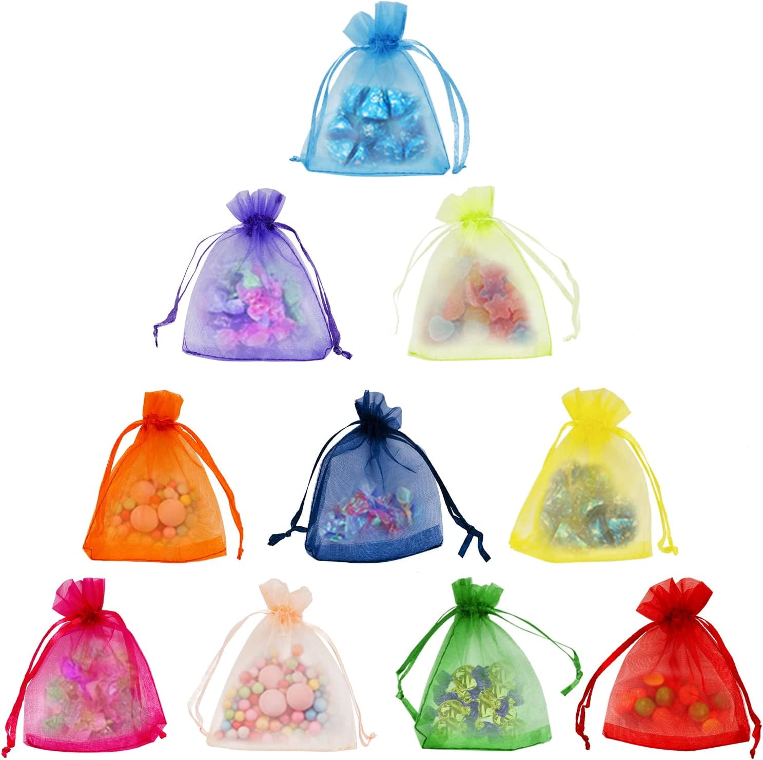  BRIGHTFUFU 100pcs Colorful Organza Bags Bracelet Bags