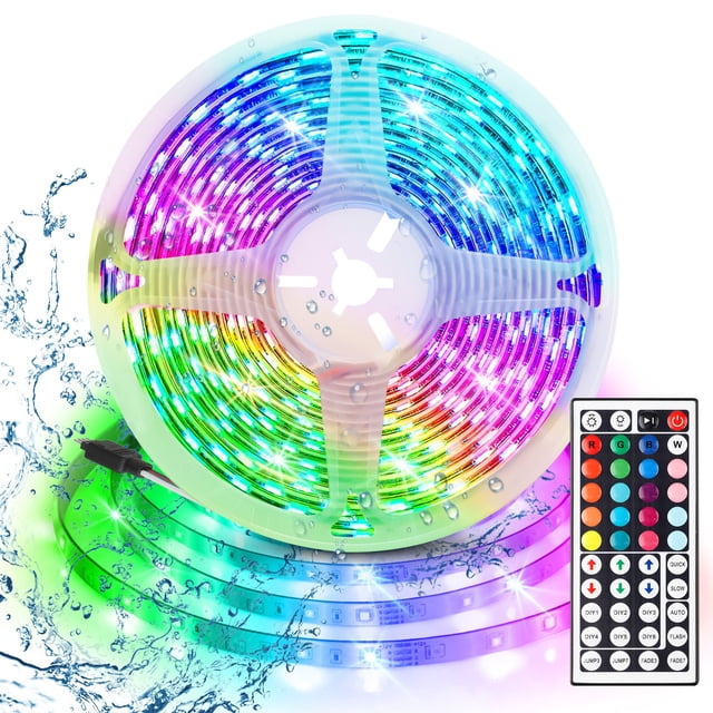 Tira de luces LED de 16.4 pies 300 LED 3528SMD, luces LED de cuerda cambiantes de varios colores para dormitorio con control remoto de 44 teclas y fuente de alimentación de 12 V CC Methold SH1105-43