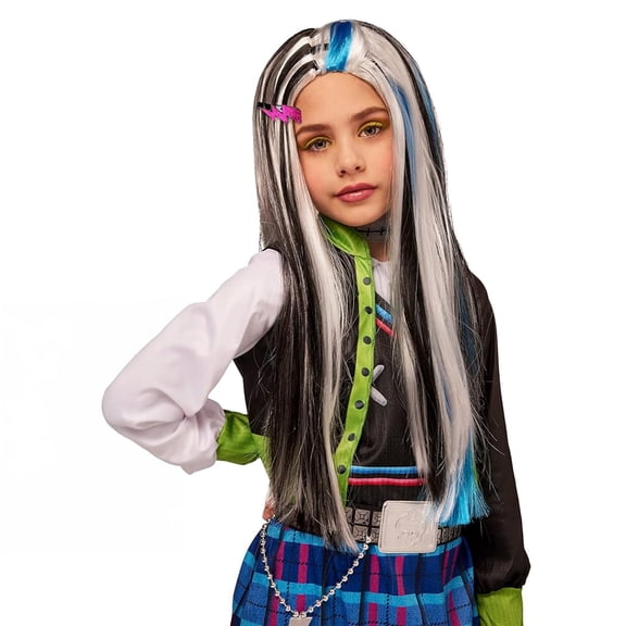 InSpirit Designs Monster High Kids Frankie Stein Wig Officially Licensed Cosplay Costume Group Costume Multicolor