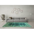 thumbnail image 3 of Ahgly Company Machine Washable Indoor Rectangle Oriental Turquoise Blue Industrial Area Rugs, 6' x 9', 3 of 4