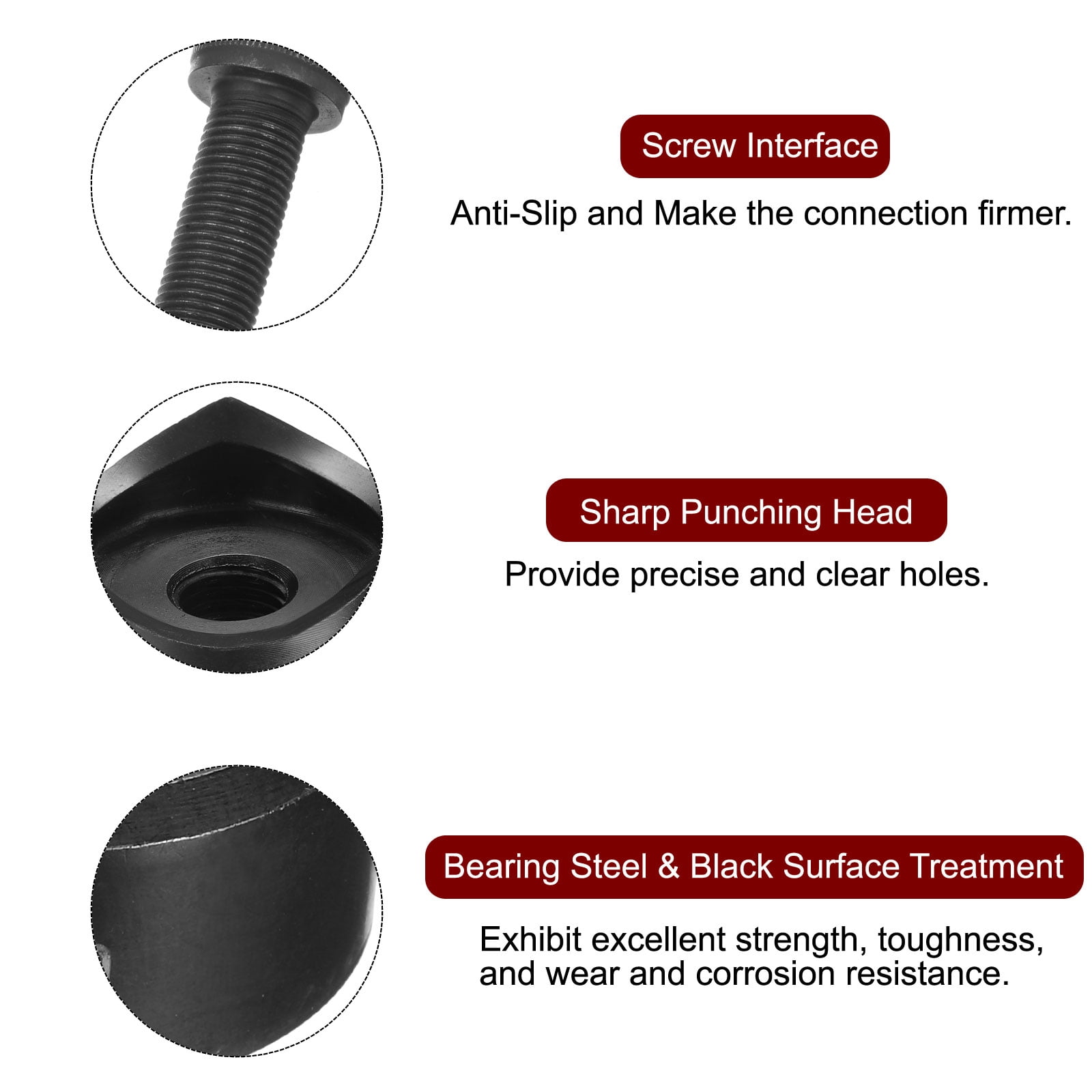 Sheet Metal Punch Hole Punch 41mm Bearing Steel Precise Cutting Manual Knockout Punch Kit for Metal Steel Plate Sink Stainless Steel, Black