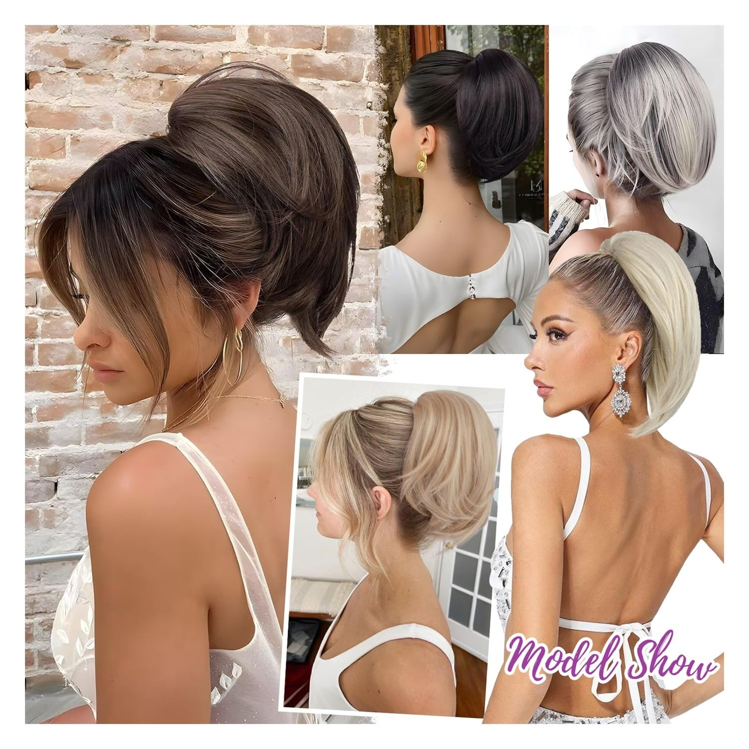 Synthetic Hair Bun Chignon Updo Elastic Drawstring Short Ponytail Hairpiece Comb Clip in Hair Extensions