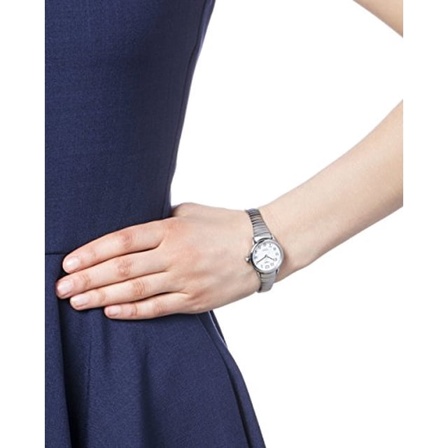 Timex T2H371 Reloj de cuarzo de fácil lectura para mujer con esfera blanca y brazalete de Timex Timex