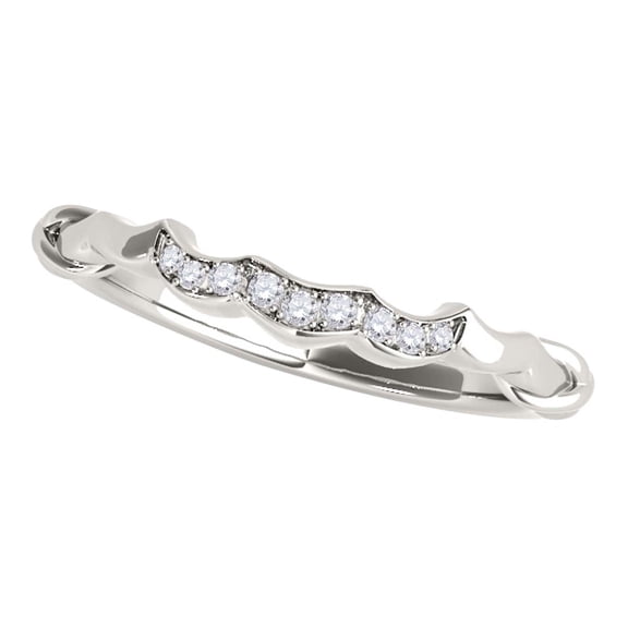 0.25 Ct Diamond Curved Wedding Band - Bridal Ring Set In 10K White Gold