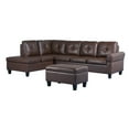 thumbnail image 3 of Kayto Inc 97" Modern And Contemporary Fabric 3-Piece Sectional Sofa With Storage Ottoman Brown, 3 of 5