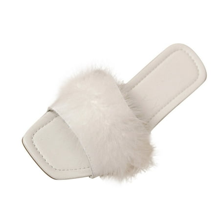 

Fsqjgq Slippers Socks for Women Fashion Spring Summer Women Slippers Flat Sole Lightweight Open Toe Comfortable Fluffy Casual Style Women House Shoes Slippers Open Toe White 42