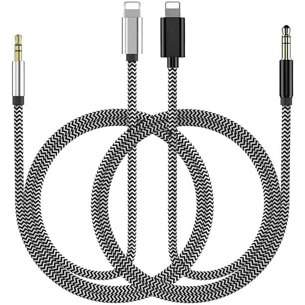 Car Aux Cable, Aux Cord Compatible with iPhone/iPad Nylon Braided 3.3ft for  Car, Speaker, Home Stereo and Headphone (Black) 