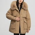 thumbnail image 6 of JGGSPWM Women's Winter Warm Puffer Coat Drawstring Waist with Pockets, Faux Furry Collar Jacket for Cozy Style Khaki 3XL, 6 of 6