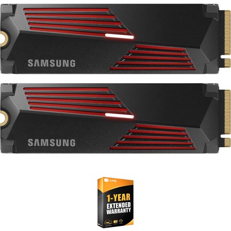 Samsung MZ-V9P4T0CW 990 PRO 4TB Heatsink PCIe 4.0 NVMe M.2 Solid State Drive (2-Pack), PS5 Compatible Bundle with 1 YR CPS Enhanced Protection Pack