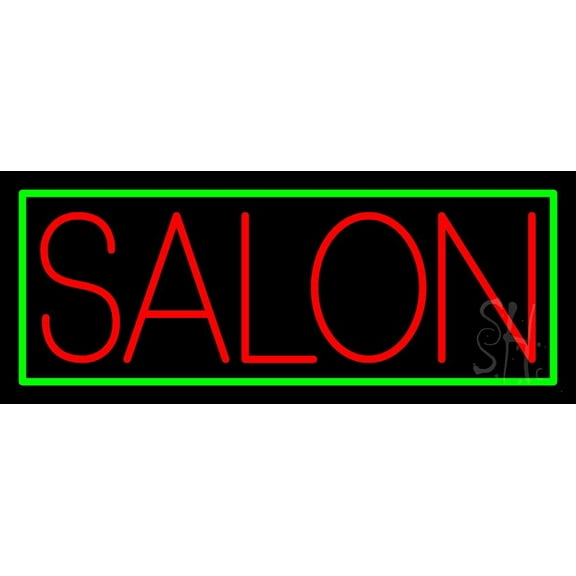 Salon With Yellow Border LED Neon Sign 13 x 32 - inches, Black Square Cut Acrylic Backing, with Dimmer - Bright and Premium built indoor LED Neon Sign for Defence Force.