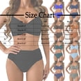 thumbnail image 3 of Fesfesfes Swimsuit for Women's Bikini Solid Set Swimsuit Two Piece Beachwear Split Swimwear Solid Color Print High Waist Women's Fashion Bikinis Sets, 3 of 5