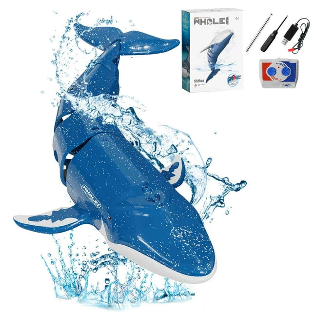 QIPOPIQ Liquidation Squishy Toys Baleines Télécommande Haute Simulation à l'Échelle Robot Poisson avec Plongée et Pulvérisation Cadeau d'Anniversaire Télécommande d'Eau pour Salle de Bain Piscine pour Enfants