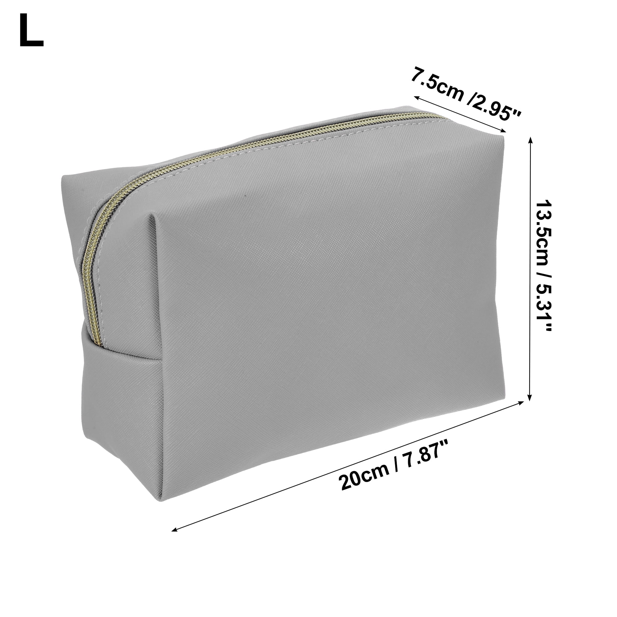 Unique Bargains PU Leather Makeup Bag Make Up Organizer Bag Toiletry Bag L Size Gray