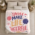 thumbnail image 5 of You Make Life Cheerful Lettering with Pink Navy Pom Poms Hearts and Stars, Playful Cheerleader Art Soft Flannel Blanket for Dorm and Bedroom, Graduation Gift, Home Decor, 5 of 9