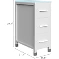 thumbnail image 3 of walsport 12 Inch Narrow Bathroom Storage Cabinet with 3 Drawers for Bathroom Vanity Side Extension Freestanding Vanity Cabinet Base with Tempered Glass Top White, 3 of 6