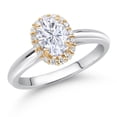 thumbnail image 2 of Gem Stone King 925 Silver and 10K Yellow Gold Lab Grown Diamond Halo Engagement Ring Moissanite (1.03 Cttw, Size 8), 2 of 4