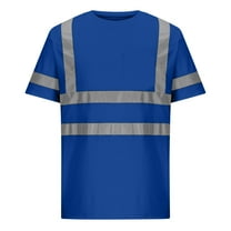 Fanxing Short Sleeve Safety Shirt High Visibility Shirts Reflective Construction Work Shirts for Men Women Blue,L