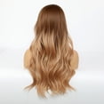 thumbnail image 5 of RightOn Long Ombre Blonde Wigs for Women Dark Brown to Blonde Wigs Long Wavy Ombre Wig with Bangs Synthetic Wigs with Wig Cap, 5 of 5