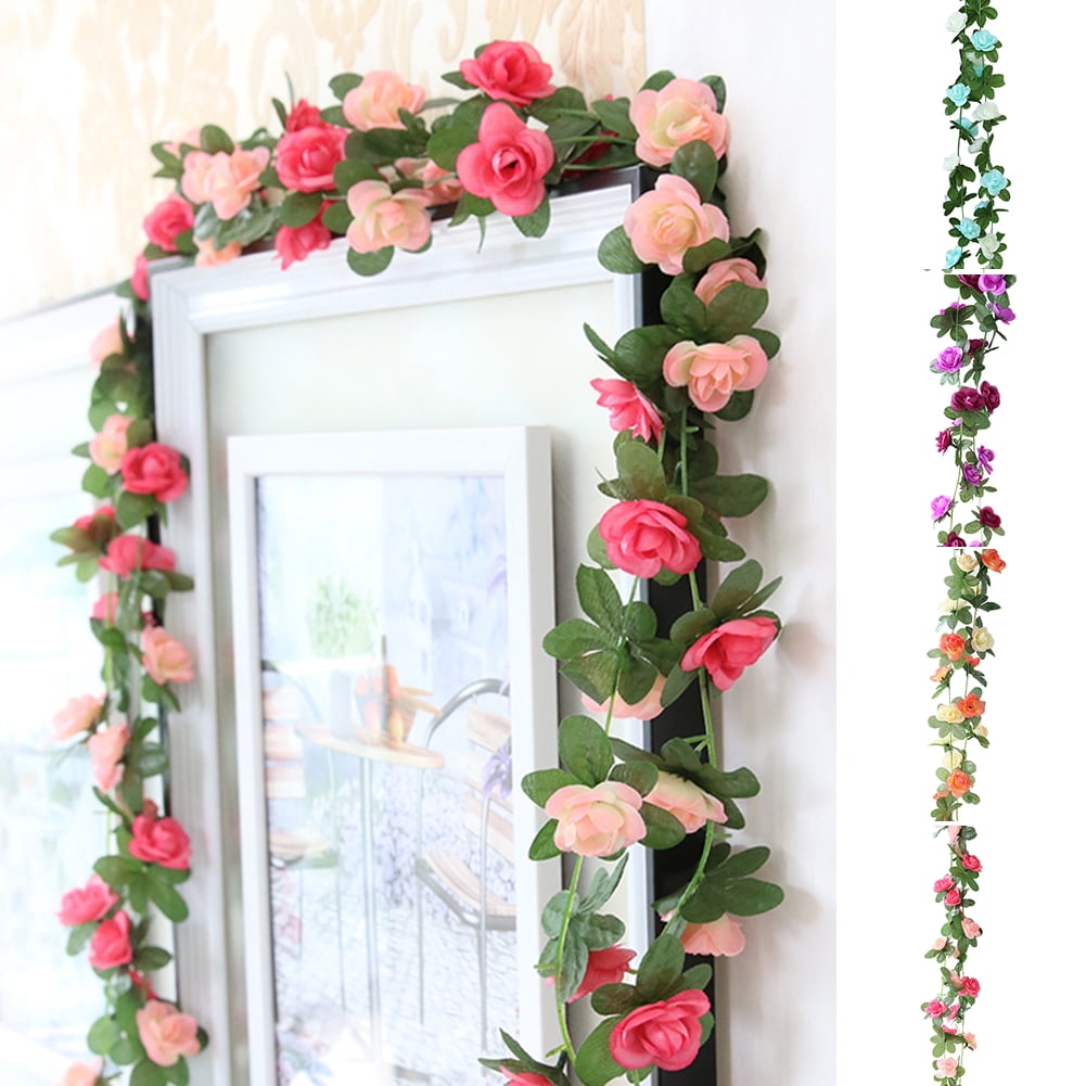 Rose Garland Home DIY Party Decor Vine Ivy 7 Ft   Artificial Flower Faux Silk