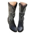 thumbnail image 3 of YLYL Women Western Cowboy Stitched Pointe Toe Low Heel Ankle Mid Shaft Fashion Boots, 3 of 9