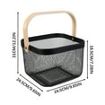 thumbnail image 2 of Holloyiver Metal Mesh Steel Basket, Storage Organizer Basket, Multi-functional Hanging Kitchen Fruit Basket Bin with Bamboo Handle for Kitchen Cabinet Bathroom Picnic Shopping, Black, 2 of 8
