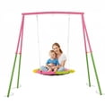 thumbnail image 5 of Kdymod 440lbs 40" Saucer Swing with Frame for Kids Outdoor, Heavy Duty Metal Swing Set with Adjustable Ropes & Ground Anchors, A-Frame Backyard Playset for Playground, Toddlers Ages 3+, Pink, 5 of 7