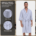 thumbnail image 6 of EA'S SECRET 100% Cotton Men's Bathrobes Summer Kimono Mens Lightweight Soft Robe Spa Robes for Men ShorttSleeve Sleepwear Loungewear with Pockets with Pockets(Grey,L), 6 of 8