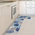 thumbnail image 7 of Tropical Leaves Kitchen Mats for Floor, Palm Leaf Grey White Blue Boho Kitchen Rugs Set of 2 Carpet Area Rug, Summer Abstract Leaves Modern Kitchen Decor and Accessories Stuff, 17x30 and 17x47 Inch, 7 of 7