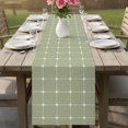 thumbnail image 4 of Sage Green Gingham Table Runner 72 Inches Long - Modern Minimalist Geometric Plaid Kitchen Dining Burlap Linen Tablerunner for Small/Round/Square/Wedding/Coffee/Dining Table Party Home Décor 14 x 72, 4 of 9