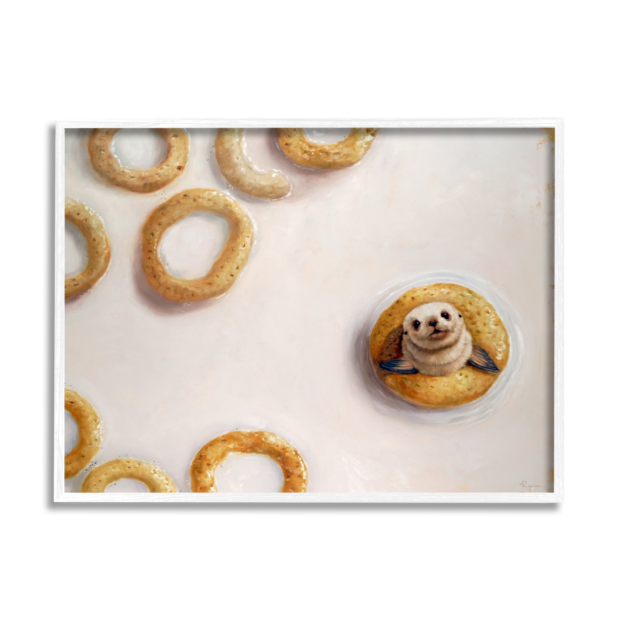 Stupell Industries Sea Lion Seal Swimming Bowl Cereal Milk Framed Wall Art, 20 x 16, Design by Lucia Heffernan