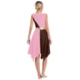 thumbnail image 2 of zdhoor Liturgical Praise Dance Dress For Women Sleeveless Worship Dance Dress Asymmetrical Lyrical Pink&Brown M, 2 of 5