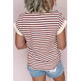 thumbnail image 2 of Women's Red Stripe Half Button Round Neck T-Shirt – Casual Summer Essential for Daily Wear, XL, 2 of 12