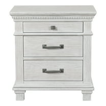 Furniture of America Elandra Transitional 3-Drawer Solid Wood Adult Nightstand, Weathered Gray