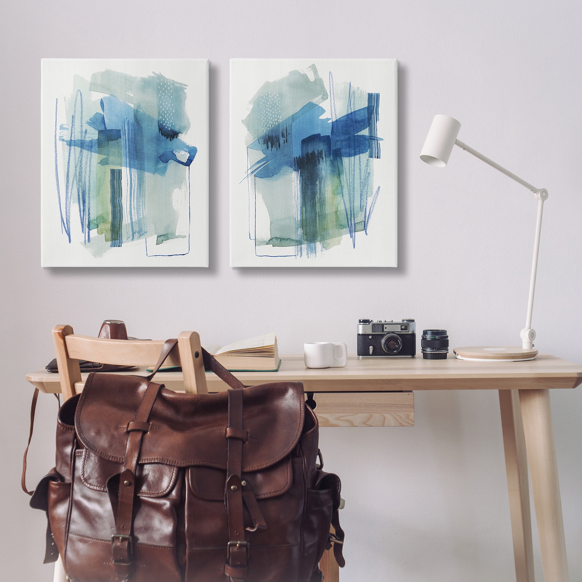 Stupell Industries Chaotic Brushed Watercolor Abstract Painting Gallery Wrapped Canvas Art Print Wall Art, 24 x 30, Set of 2
