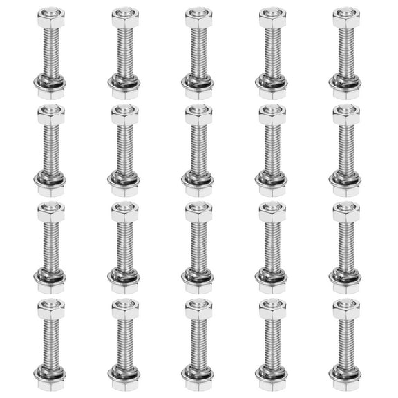 M5 x 25mm 304 Stainless Steel Hex Head Screws Bolts, Nuts, Flat & Lock Washers Assortment Kit, 20 Sets