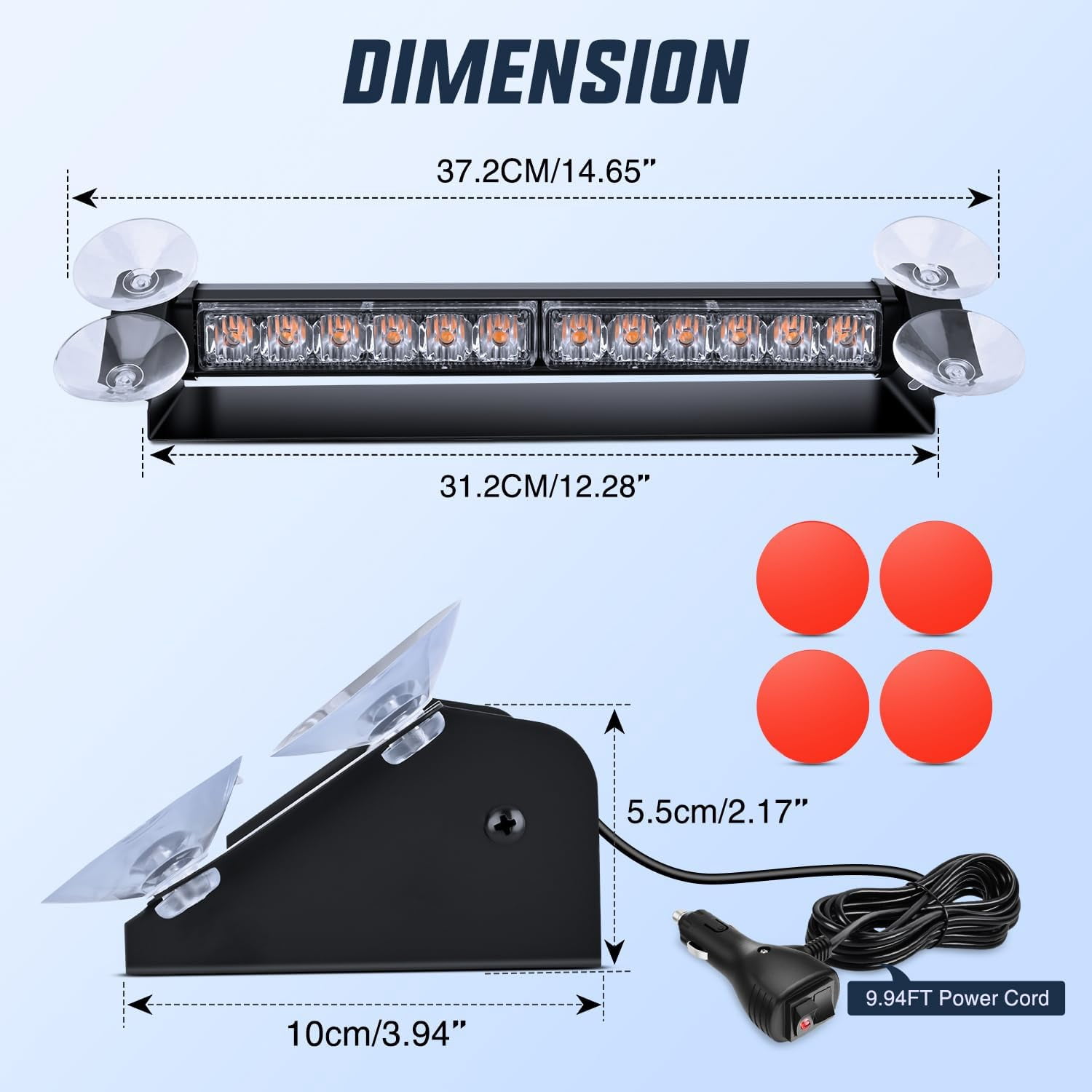 Nilight 12LED Traffic Advisor Strobe Light Bar Amber Emergency Warning Hazard Safety Dash Front/Rear Windshield Flashing Lights