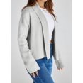 thumbnail image 4 of Open Front Solid Color Women Long Sleeve Shawl Neckline Knit Crop Cardigan, 4 of 6