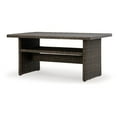 thumbnail image 3 of Benjara Soha 59 Inch Outdoor Multi Use Dining Table, Resin Wicker with Shelf, Brown, 3 of 5