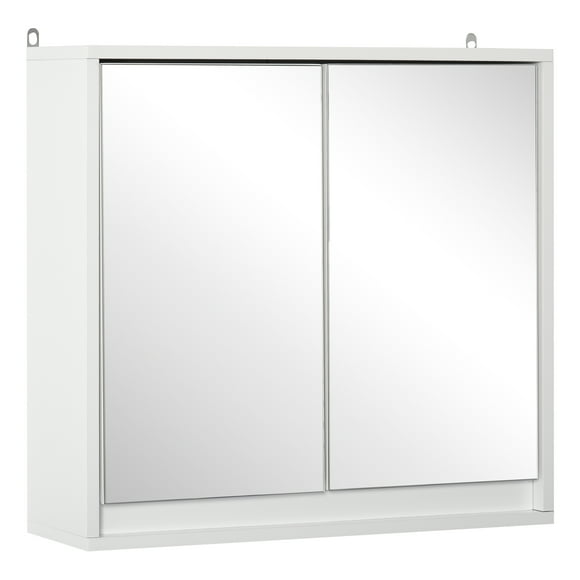 HOMCOM Bathroom Medicine Cabinet, Wall Mounted Mirror Cabinet, White