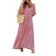 thumbnail image 1 of Vestido Mujer 2023 Maxi vestido con cuello en V y mangas abullonadas Vestido floral bohemio (Rojo XXL) Ygjytge Rojo T XXL para Mujer, 1 of 8