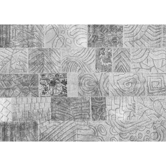 Ahgly Company Indoor Rectangle Patchwork Gray Transitional Area Rugs, 7' x 9'