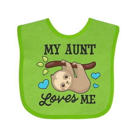 

Inktastic My Aunt Loves Me with Sloth and Hearts Boys or Girls Baby Bib