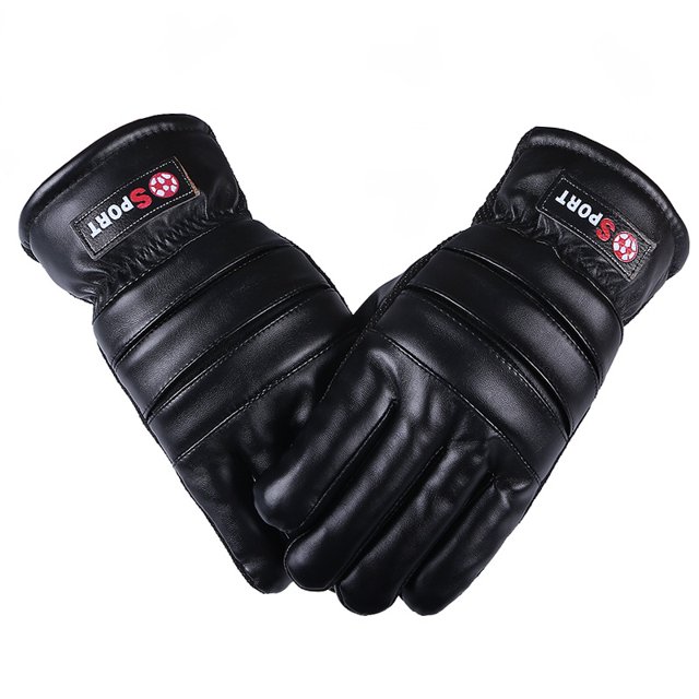 Guantes de cuero de invierno para hombres y mujeres, con forro polar, gruesos, resistentes al frío, cálidos, para ciclismo, antideslizantes, resistentes al frío, con pantalla táctil, guantes de