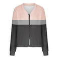 thumbnail image 5 of Lightweight Jackets For Women V Neck Front Zip Color Block Cardigan Casual Loose Fall Winter Coat With Irregular Hem (XXL, Pink), 5 of 5