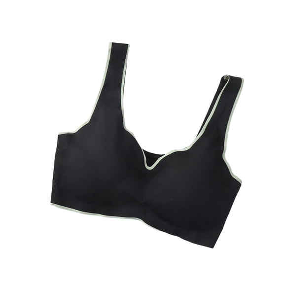 BaoFuBaoMei Pull on Bras for Women Plus Size Wide Strap Wireless Bra V Neck Seamless Brassiere Soft Support Breathable Bralette