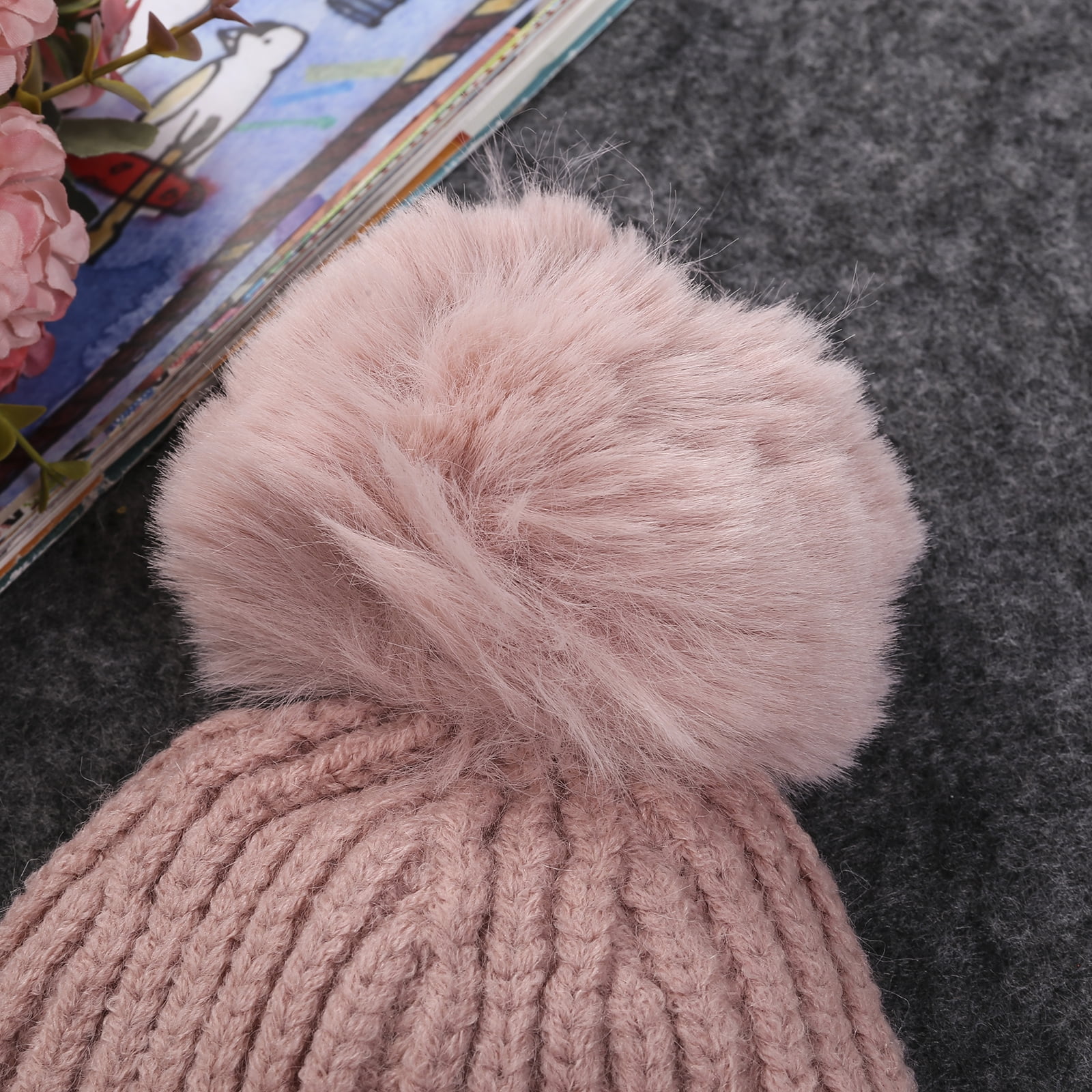 *SALE* Gorgeous Kinder Baby Girl Pink Flower Big Pompom Hat Cotton Lining