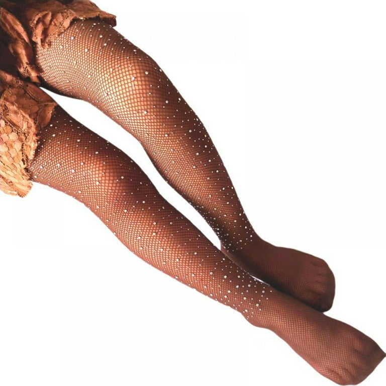 Little Girls Tights Children's Fishnet Tight Stockings Sparkle Glitter  Rhinestone Hollow Out Pantyhose Mesh Socks