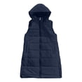 thumbnail image 7 of Yuanlong Womens Vests Mid Length Zip Up Drawstring Quilted Sleeveless Hooded Vest Coat Streetwear Plain Outerwear Jacket, 7 of 7
