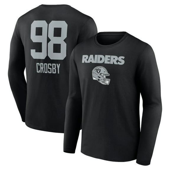 Men's Maxx Crosby Black Las Vegas Raiders Team Wordmark Player Name & Number Long Sleeve T-Shirt