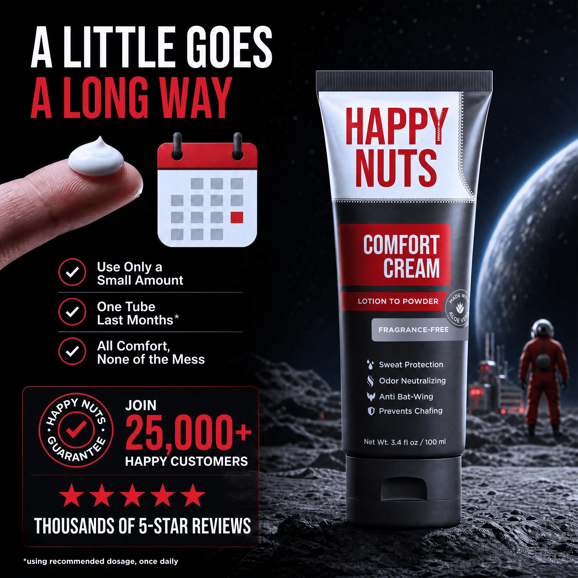 Happy Nuts, Comfort Cream, Anti-Chafing Relief, Unscented 3.4 fl